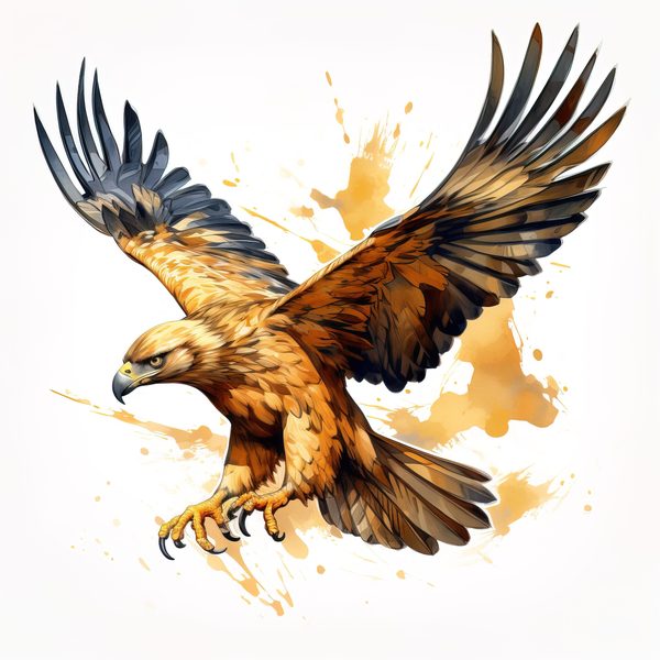Watercolor Golden Eagle Clipart: Patriotic Bird Art (JPG, PNG Digital Download) — image 2