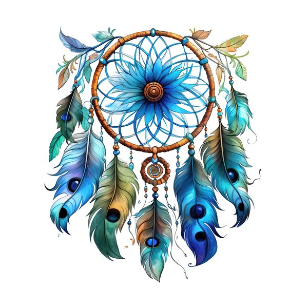 Watercolor Peacock Feather Dreamcatcher Clipart: PNG JPG (Commercial Use) — image 4