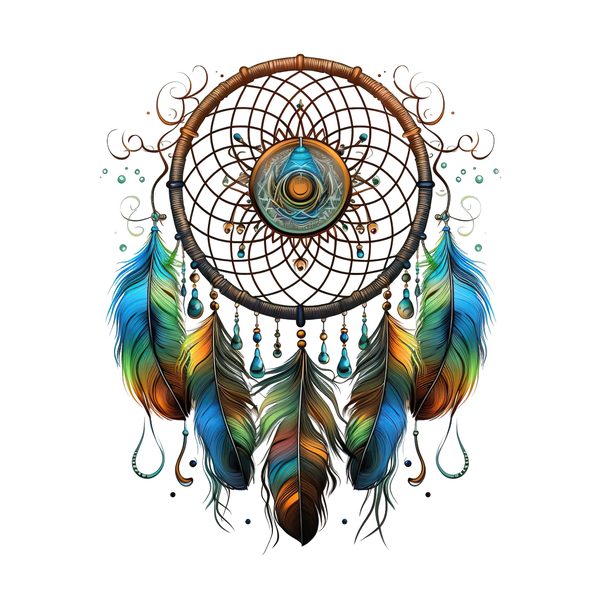 Watercolor Peacock Feather Dreamcatcher Clipart: PNG JPG (Commercial Use) — image 5