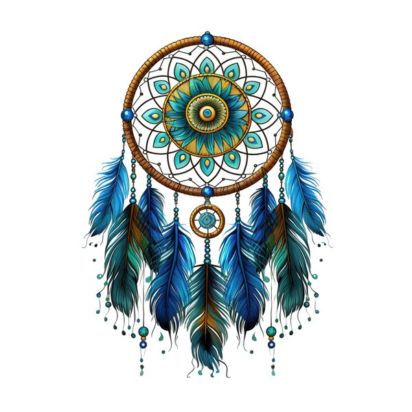 Watercolor Peacock Feather Dreamcatcher Clipart: PNG JPG (Commercial Use) — image 6