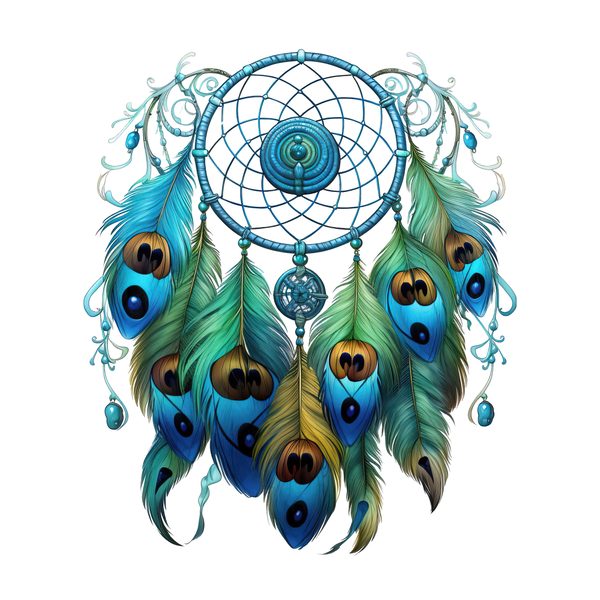 Watercolor Peacock Feather Dreamcatcher Clipart: PNG JPG (Commercial Use) — image 8