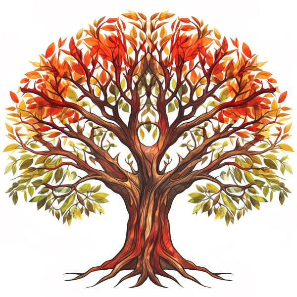 Watercolor Autumn Tree Clipart: Fall Colors, Family Tree (JPG, PNG) — image 1