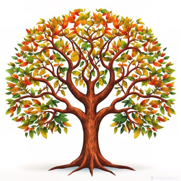 Watercolor Autumn Tree Clipart: Fall Colors, Family Tree (JPG, PNG) — image 2
