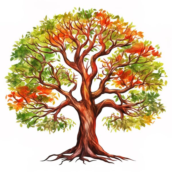 Watercolor Autumn Tree Clipart: Fall Colors, Family Tree (JPG, PNG) — image 3
