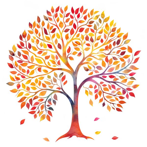 Watercolor Autumn Tree Clipart: Fall Colors, Family Tree (JPG, PNG) — image 6