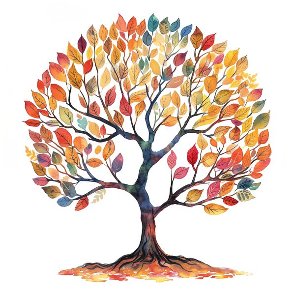Watercolor Autumn Tree Clipart: Fall Colors, Family Tree (JPG, PNG) — image 7