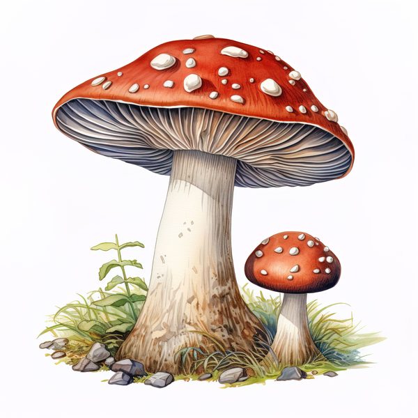 Watercolor Mushroom Clipart: Woodland Illustration (PNG JPG Digital Download) — image 1