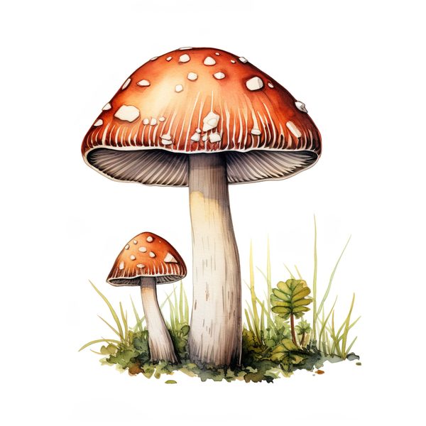 Watercolor Mushroom Clipart: Woodland Illustration (PNG JPG Digital Download) — image 4