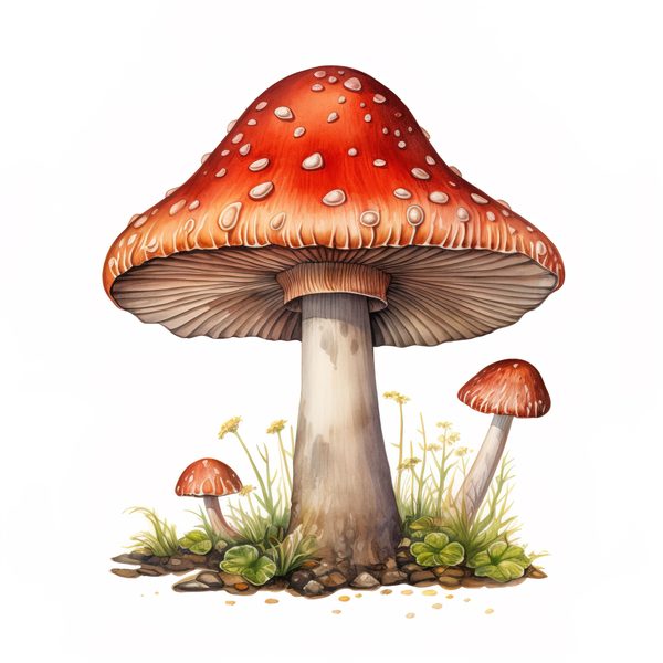 Watercolor Mushroom Clipart: Woodland Illustration (PNG JPG Digital Download) — image 6