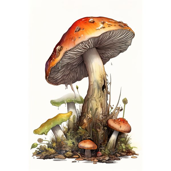Watercolor Mushroom Clipart: Woodland Illustration (PNG JPG Digital Download) — image 9