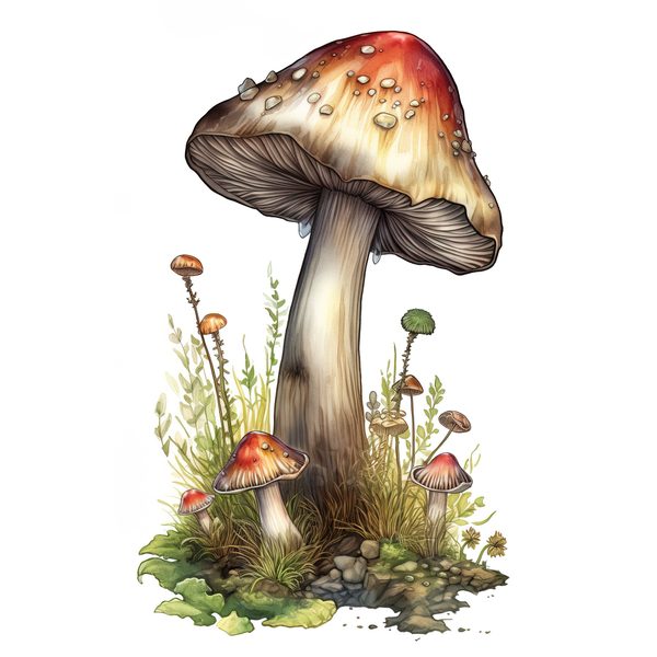 Watercolor Mushroom Clipart: Woodland Illustration (PNG JPG Digital Download) — image 10