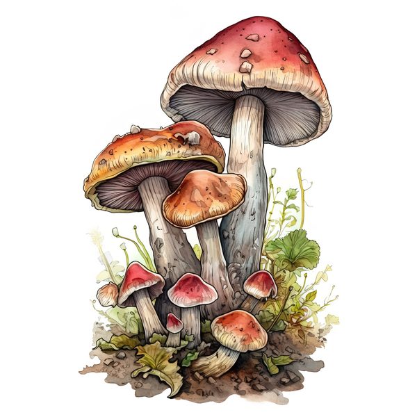 Watercolor Mushroom Clipart: Woodland Illustration (PNG JPG Digital Download) — image 12