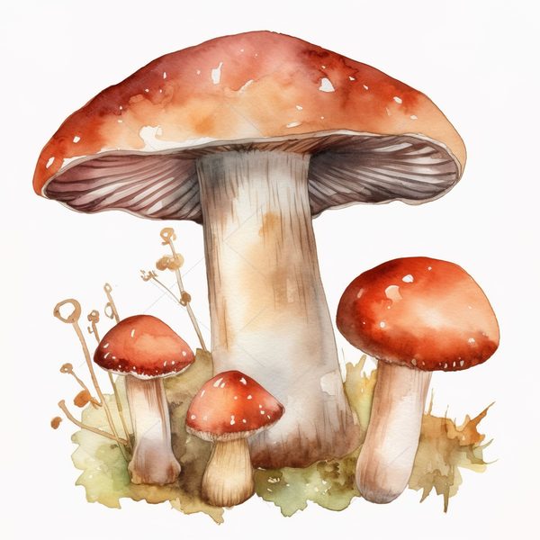 Watercolor Mushroom Clipart: Woodland Illustration (PNG JPG Digital Download) — image 13