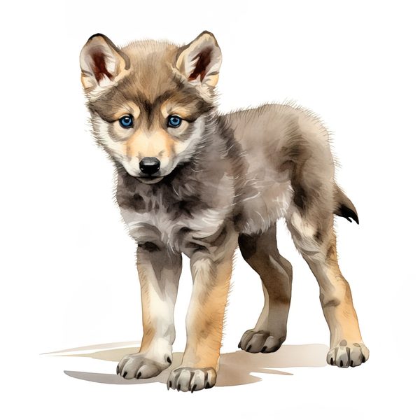 Watercolor Baby Wolf Clipart: Woodland Winter Art (JPG, PNG) — image 8