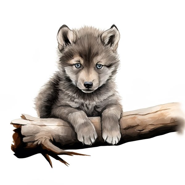 Watercolor Baby Wolf Clipart: Woodland Winter Art (JPG, PNG) — image 12