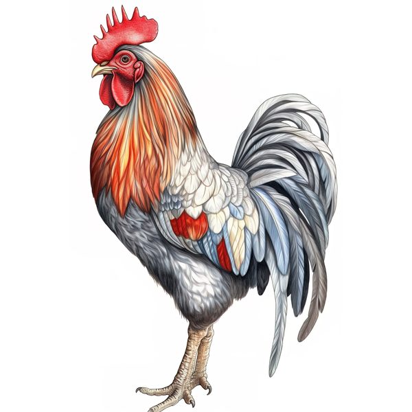 Watercolor Rooster Clipart: Farmhouse Rustic PNG JPG (Digital Download) — image 3