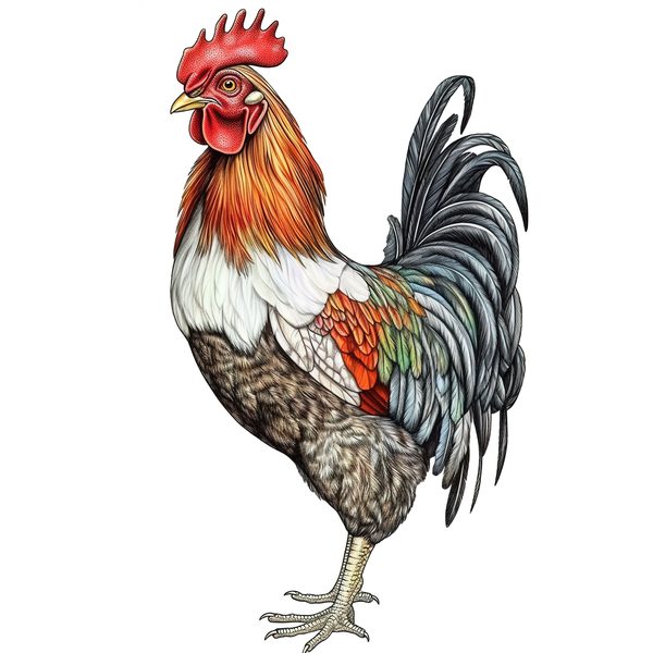 Watercolor Rooster Clipart: Farmhouse Rustic PNG JPG (Digital Download) — image 4