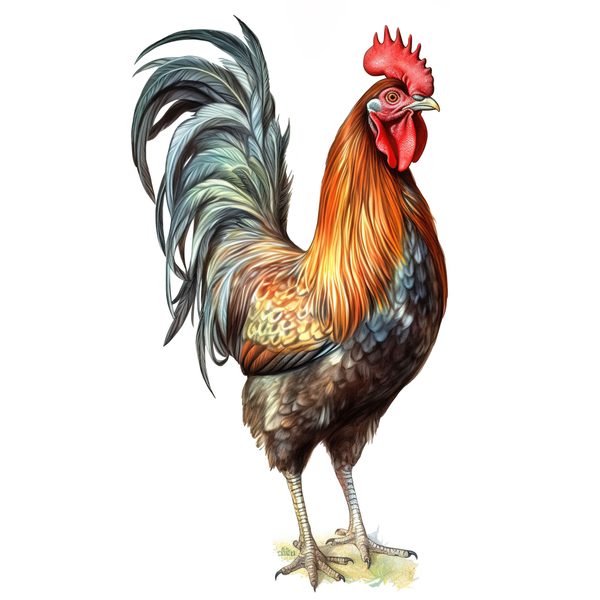 Watercolor Rooster Clipart: Farmhouse Rustic PNG JPG (Digital Download) — image 9