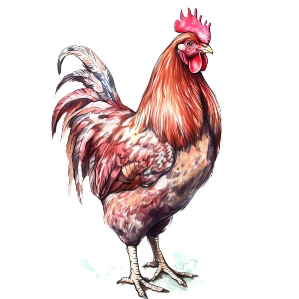 Watercolor Rooster Clipart: Farmhouse Rustic PNG JPG (Digital Download) — image 13