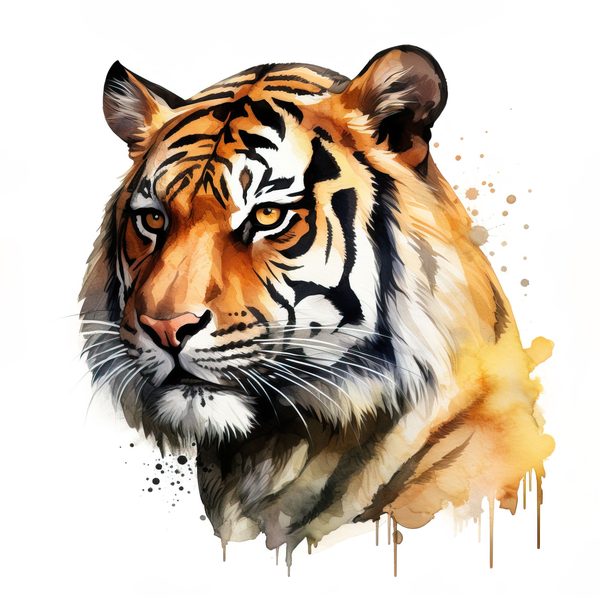 Watercolor Tiger Clipart: Animal Portrait PNG JPG (Commercial Use) — image 2