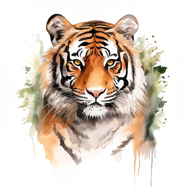 Watercolor Tiger Clipart: Animal Portrait PNG JPG (Commercial Use) — image 3