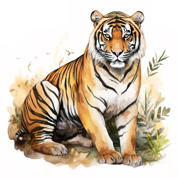 Watercolor Tiger Clipart: Animal Portrait PNG JPG (Commercial Use) — image 9