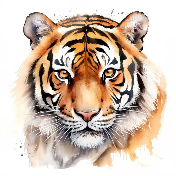 Watercolor Tiger Clipart: Animal Portrait PNG JPG (Commercial Use) — image 11