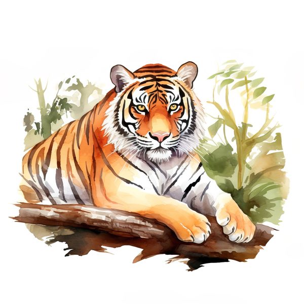 Watercolor Tiger Clipart: Animal Portrait PNG JPG (Commercial Use) — image 12
