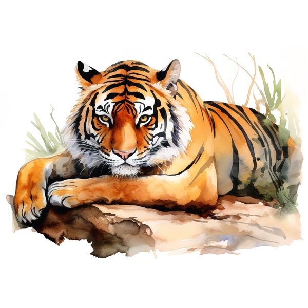 Watercolor Tiger Clipart: Animal Portrait PNG JPG (Commercial Use) — image 13