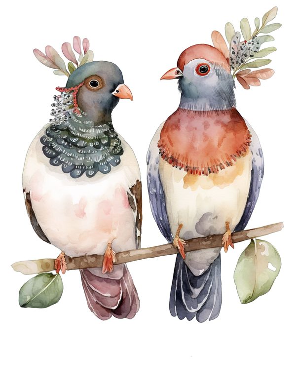 Watercolor Pigeon Clipart: Whimsical Bird PNG Graphics (300 DPI, Commercial Use) — image 2