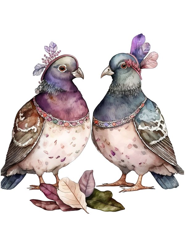 Watercolor Pigeon Clipart: Whimsical Bird PNG Graphics (300 DPI, Commercial Use) — image 3