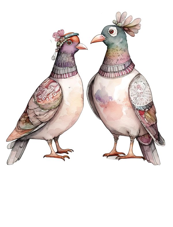 Watercolor Pigeon Clipart: Whimsical Bird PNG Graphics (300 DPI, Commercial Use) — image 4