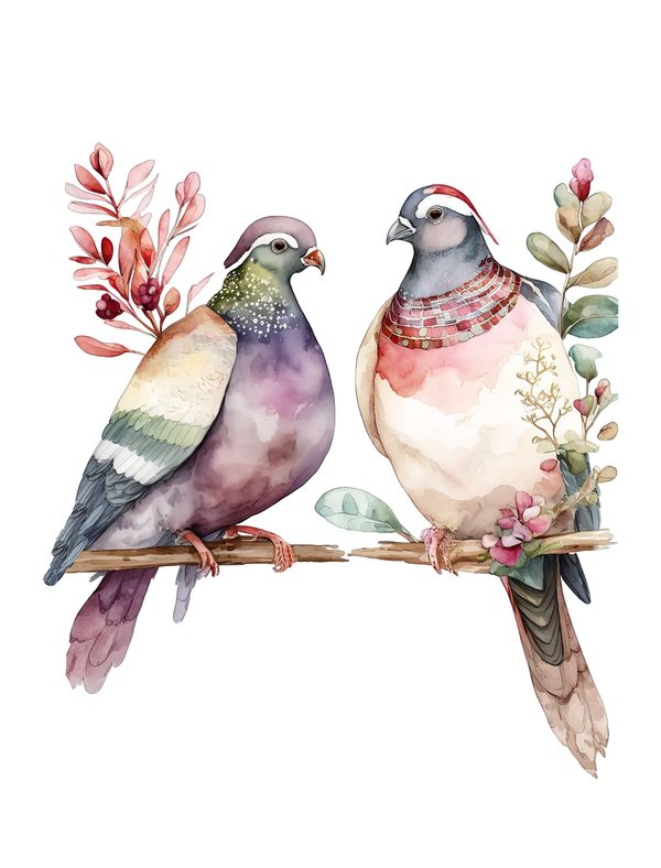 Watercolor Pigeon Clipart: Whimsical Bird PNG Graphics (300 DPI, Commercial Use) — image 5