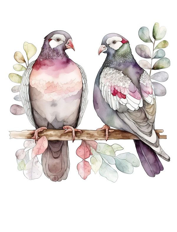 Watercolor Pigeon Clipart: Whimsical Bird PNG Graphics (300 DPI, Commercial Use) — image 6