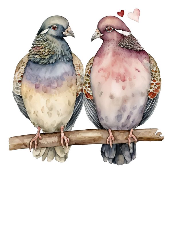 Watercolor Pigeon Clipart: Whimsical Bird PNG Graphics (300 DPI, Commercial Use) — image 7