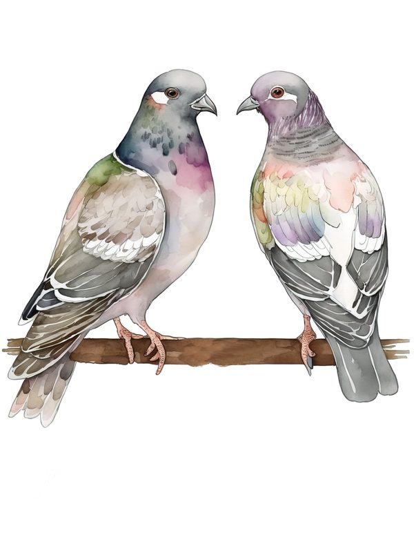 Watercolor Pigeon Clipart: Whimsical Bird PNG Graphics (300 DPI, Commercial Use) — image 9