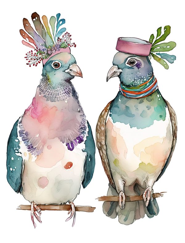 Watercolor Pigeon Clipart: Whimsical Bird PNG Graphics (300 DPI, Commercial Use) — image 10