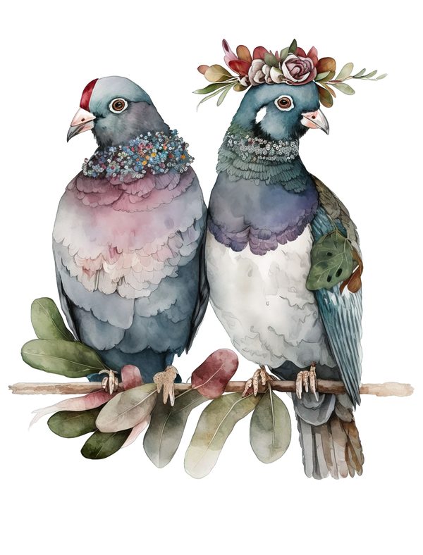 Watercolor Pigeon Clipart: Whimsical Bird PNG Graphics (300 DPI, Commercial Use) — image 11