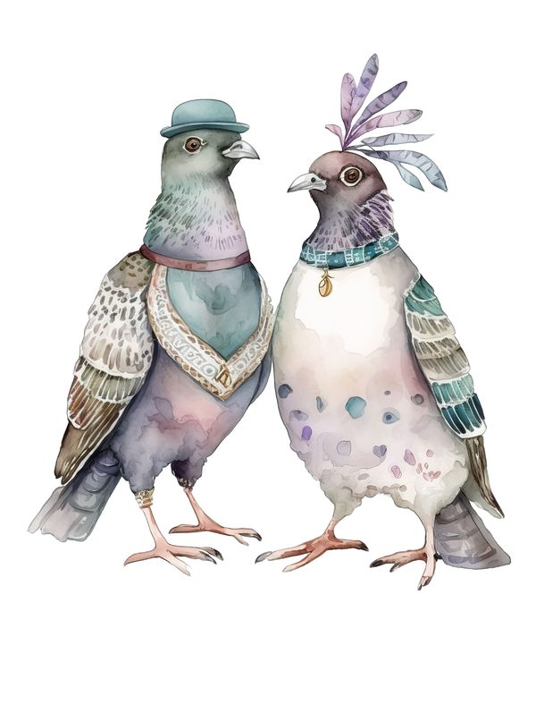 Watercolor Pigeon Clipart: Whimsical Bird PNG Graphics (300 DPI, Commercial Use) — image 12