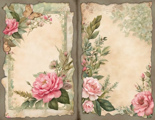 Rosy Pink Floral Watercolor Digital Paper Kit: Printable Papers, Cards, Tags, Ephemera — image 2