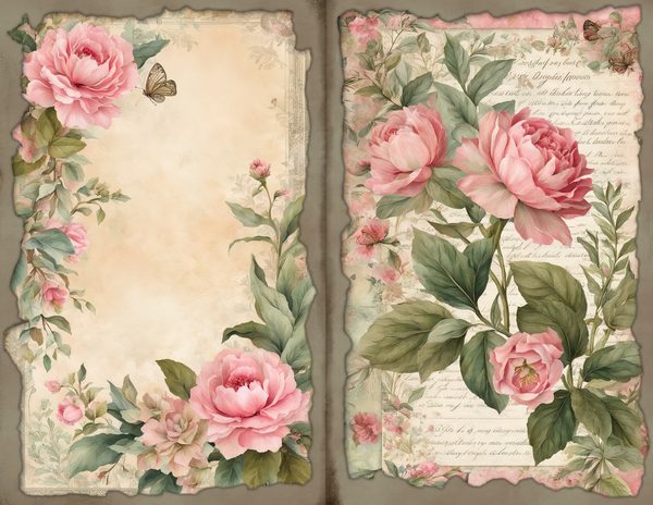 Rosy Pink Floral Watercolor Digital Paper Kit: Printable Papers, Cards, Tags, Ephemera — image 3