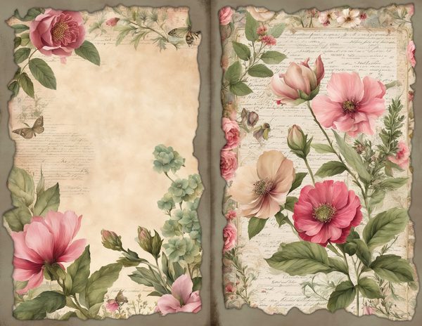 Rosy Pink Floral Watercolor Digital Paper Kit: Printable Papers, Cards, Tags, Ephemera — image 5