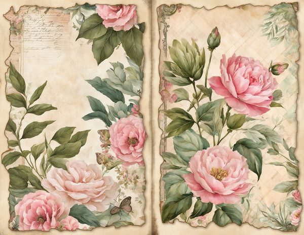 Rosy Pink Floral Watercolor Digital Paper Kit: Printable Papers, Cards, Tags, Ephemera — image 8