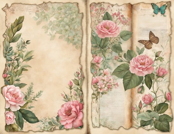 Rosy Pink Floral Watercolor Digital Paper Kit: Printable Papers, Cards, Tags, Ephemera — image 9