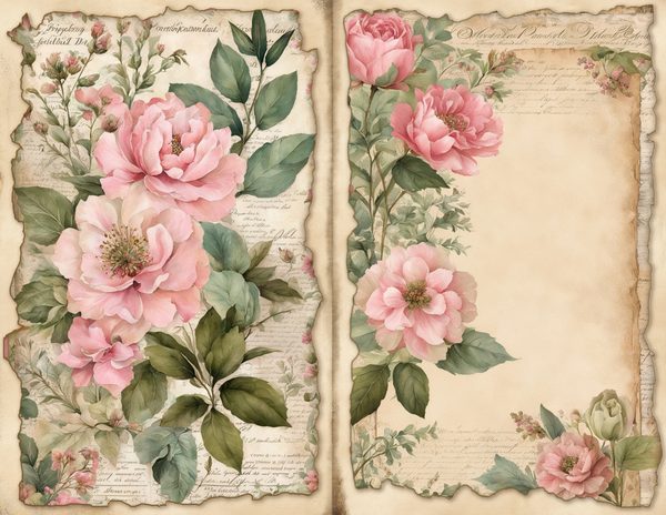 Rosy Pink Floral Watercolor Digital Paper Kit: Printable Papers, Cards, Tags, Ephemera — image 10