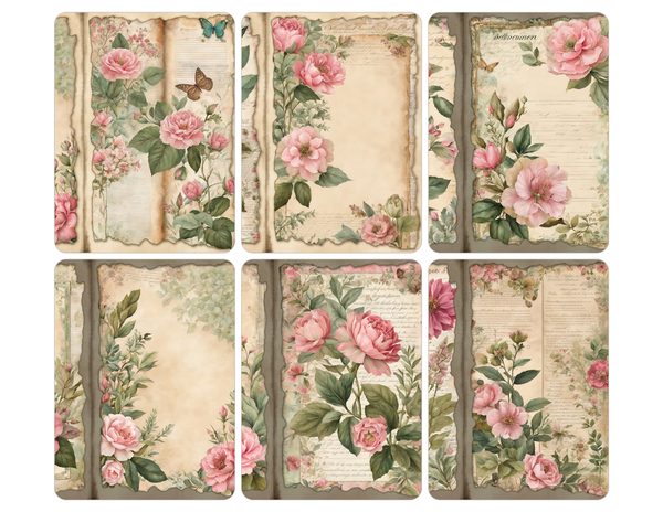 Rosy Pink Floral Watercolor Digital Paper Kit: Printable Papers, Cards, Tags, Ephemera — image 28
