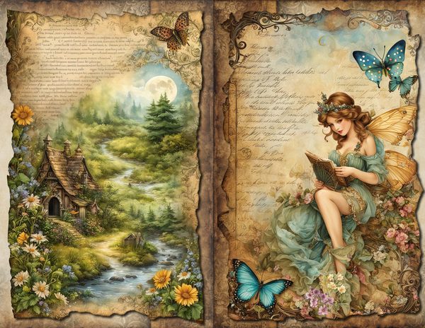 Fairyland Watercolor Digital Paper Kit: Printable Papers, Cards, Tags, Ephemera - Commercial Use — image 6