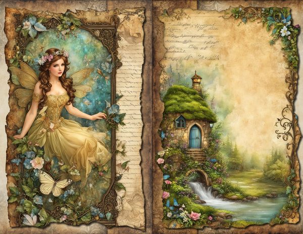 Fairyland Watercolor Digital Paper Kit: Printable Papers, Cards, Tags, Ephemera - Commercial Use — image 7
