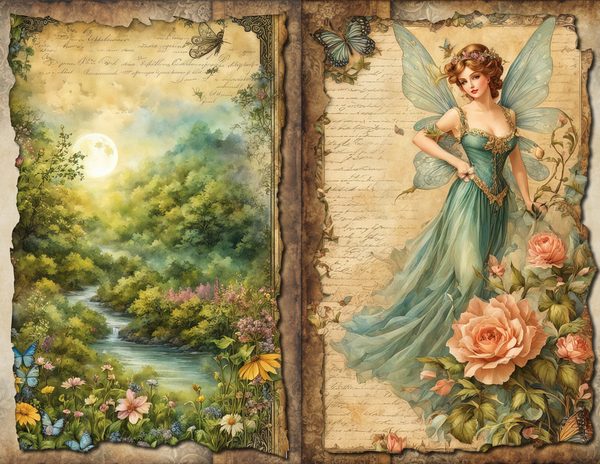 Fairyland Watercolor Digital Paper Kit: Printable Papers, Cards, Tags, Ephemera - Commercial Use — image 9