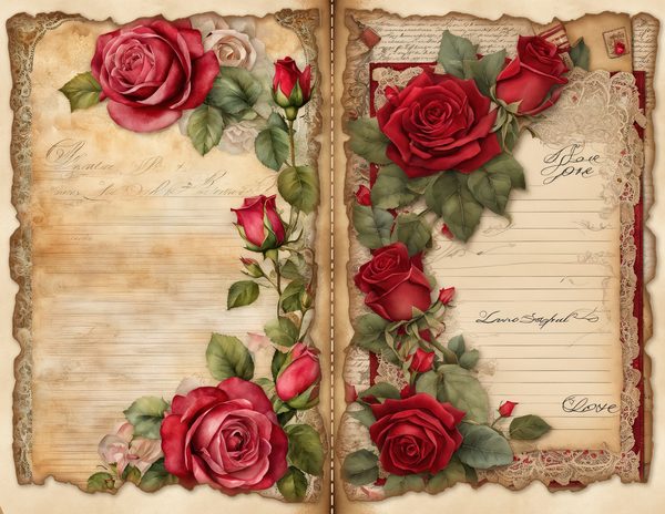 Vintage Burgundy Floral Watercolor Digital Paper Kit: Printable Papers, Cards, Tags, Ephemera — image 6